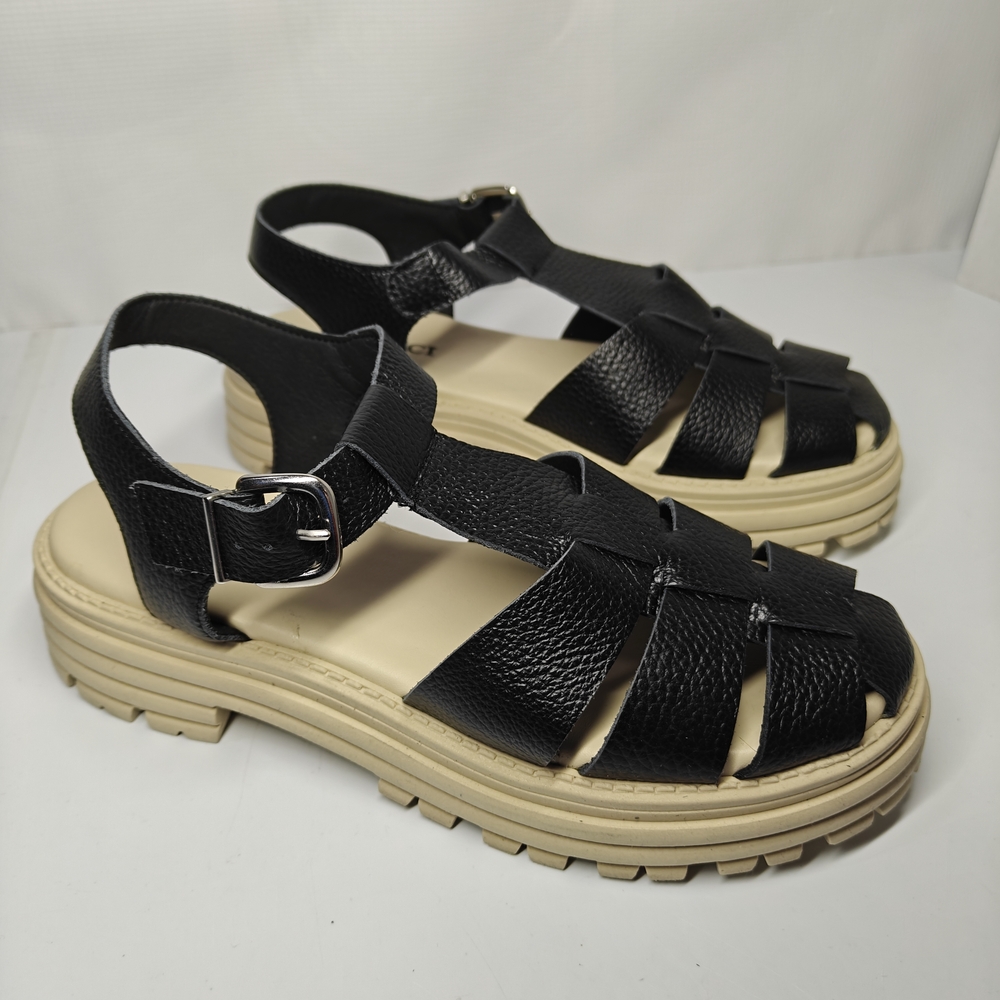 Black Sandals with Tan Sole